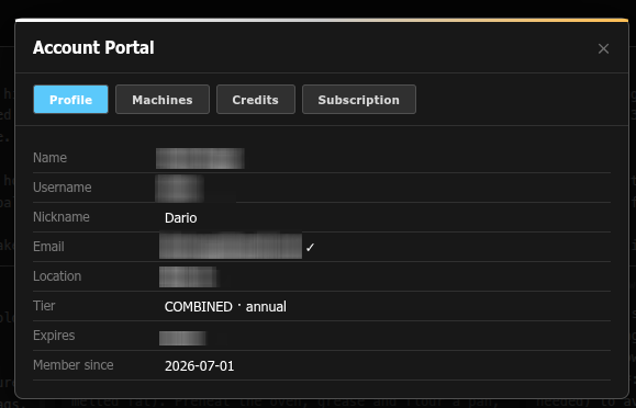 Account Portal — Profile tab